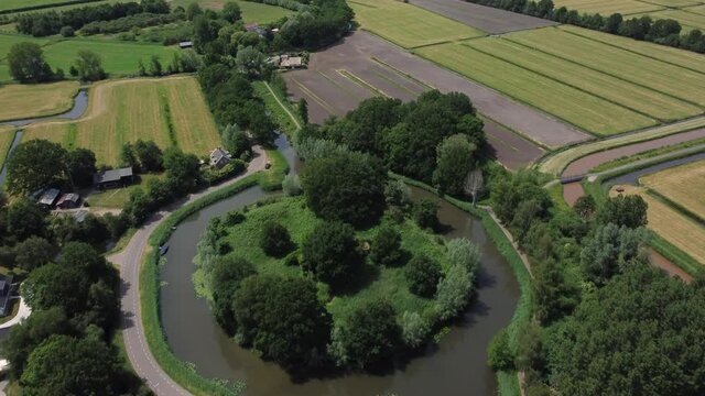 Fort Tienhoven Aerial, part of the Nieuwe Hollandse Waterlinie in Breukelen, Utrecht in The Netherlands