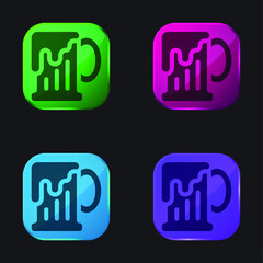 Beer Mug four color glass button icon