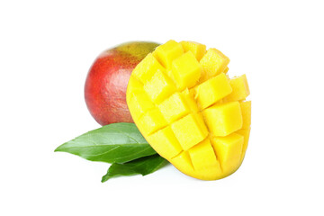 Ripe mango fruit isolated on white background