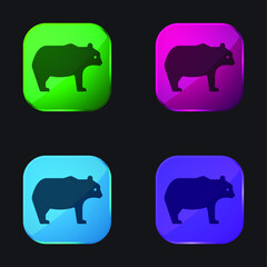 Bear four color glass button icon