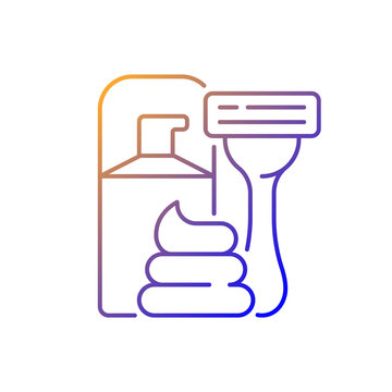 recommend clip art: Razor and shaving cream gradient linear vector icon. Facial skin care, hair removal for man. Lotion for aftershave. Thin line color symbols. Modern style pictogram. Vector isolated outline drawing