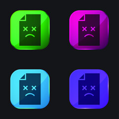 Archive four color glass button icon
