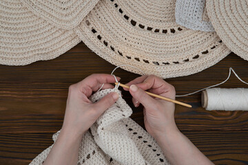 Craft knitting with bamboo crochet, set with knitting needles