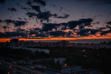 Beautiful dramatic sky with clouds after sunset