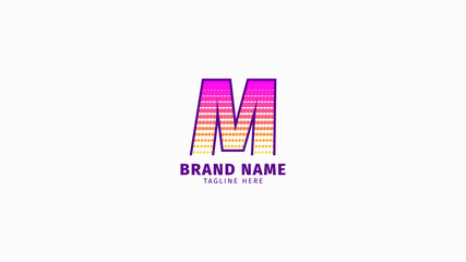 letter M halftone trendy bright color logo vector design element