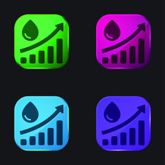 Analytics four color glass button icon