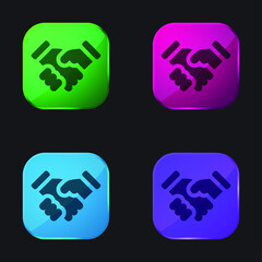 Agreement four color glass button icon