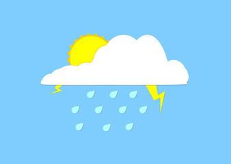 Storm cloud icons, flat design template, lightning bolt, vector illustration