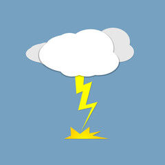 Storm cloud icons, flat design template, lightning bolt, vector illustration