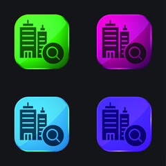Booking four color glass button icon