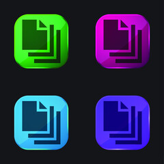 Blank Page four color glass button icon