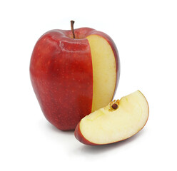 Red apple and cut piece, Isolated on white background