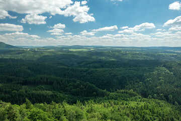 Fototapeta na wymiar View of the surroundings from the Pravčická gate in Bohemian Switzerland.