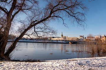 Winter view of the city of Usti nad Labem.