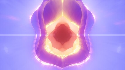 Abstract geometric shape. Glowing portal. Abstract waves texture. 3D render.