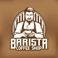 Barista Coffee Mascot Logo Design