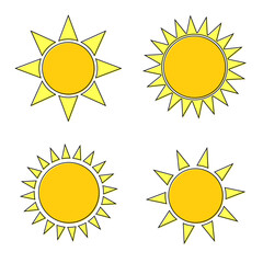 Sun icons, set symbols. Collection signs. graphic design template, vector illustration