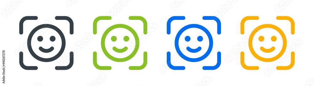Poster face scanner icon vector illustration. camera of mobile for face identification concept.