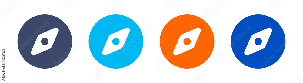 Poster Compass icon set in different color design. Navigation concept