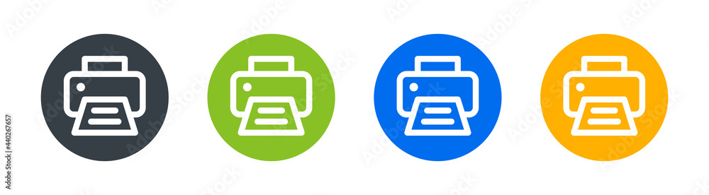 Poster printer vector icons set in colorful graphic.