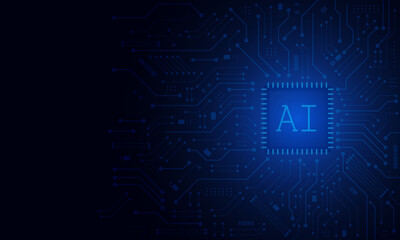 Artificial Intelligence ,AI chipset on circuit board, futuristic Technology Concept	
