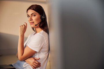 Fototapeta premium Portrait of attractive woman that looking at camera