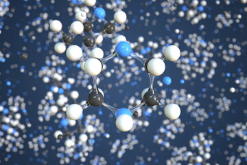 Piperazine molecule, conceptual molecular model. Chemical 3d rendering