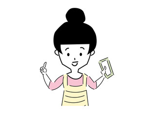 スマホを持つ笑顔の女性