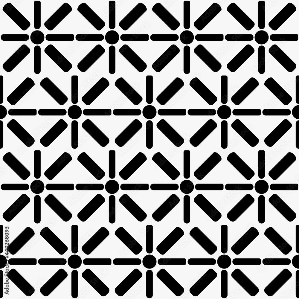 Poster Seamless sticks and center pattern. Vector black sticks like propeller position.