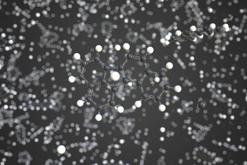 Molecule of benzo(j)fluoranthene, conceptual molecular model. Conceptual 3d rendering