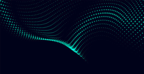 digital particle waves abstract green background