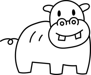 hippo doodle icon