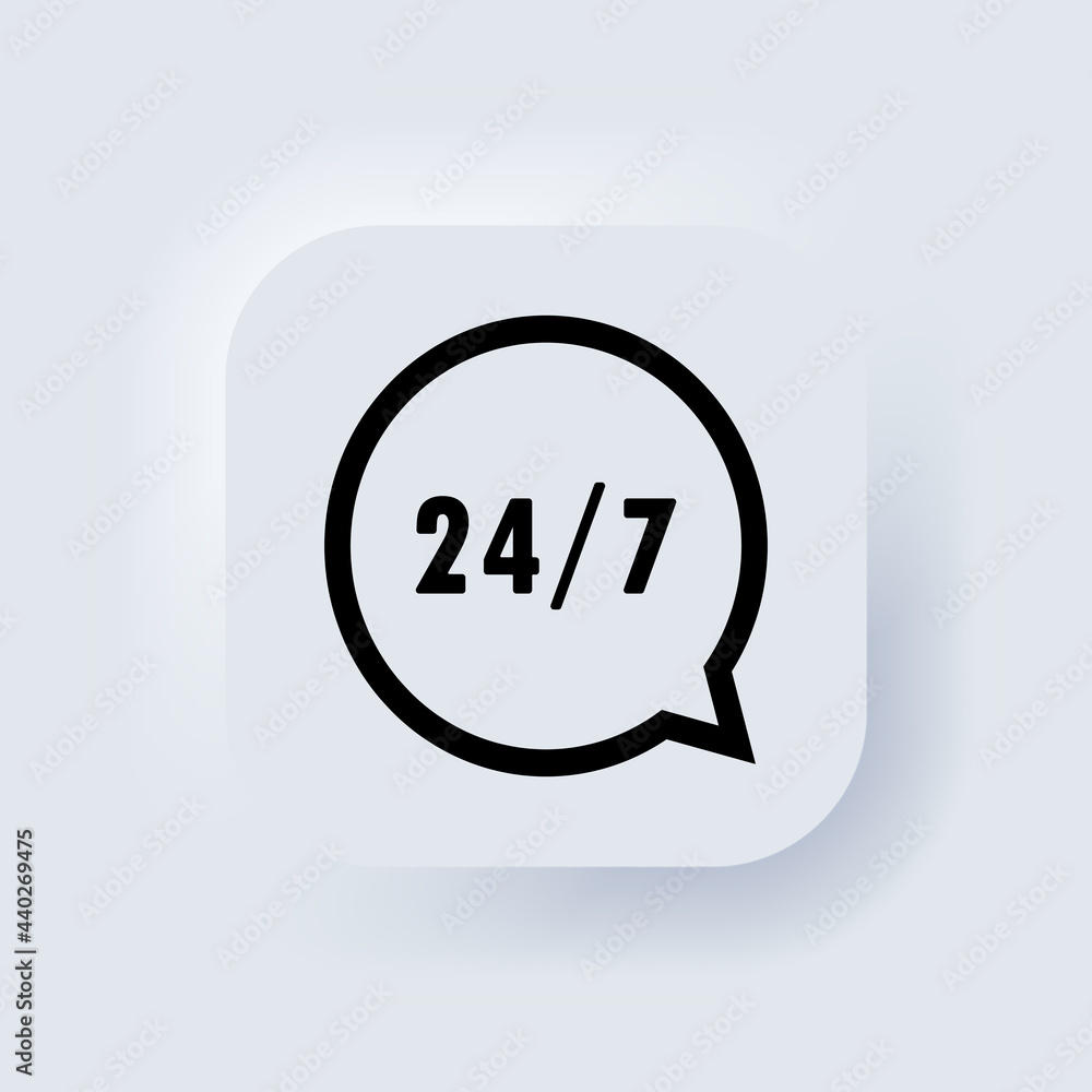 Poster online support 24 7 hours icon. call center support symbol with headphone image. consultant concept 