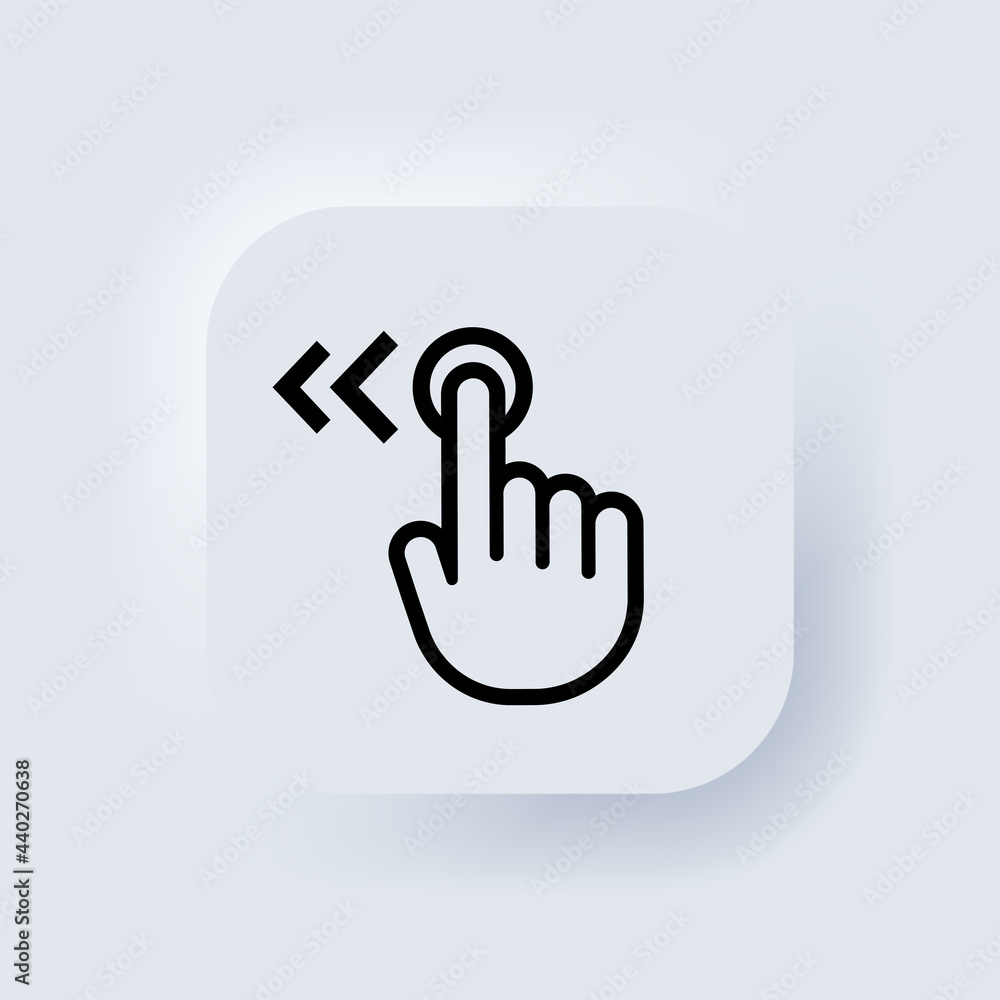 Poster hand cursor swipe left icon. elements for mobile concepts and web apps. neumorphic ui ux white user 