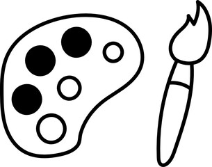 brush and palette doodle icon