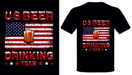 Us beer drinking team usa grunge flag beer t-shirt design