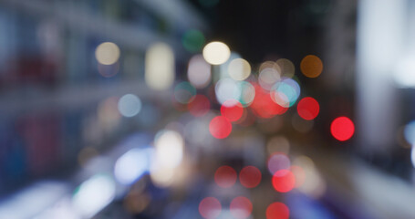 Blur view of city street at night