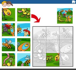 jigsaw puzzle game with insects animal characters