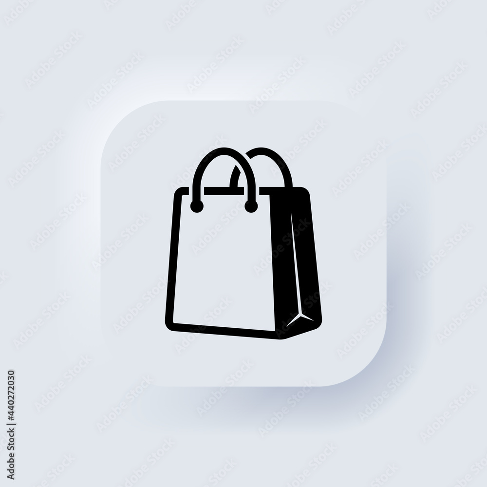 Poster shopping bag icon. eco paper bag. handbag icon. elements for mobile concepts and web apps. neumorphi
