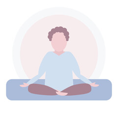 Man meditation. Concept vector illustration for yoga, meditation, relax, recreation, healthy lifestyle. Simple cute flat cartoon style