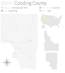 Large and detailed map of Gooding county in Idaho, USA.