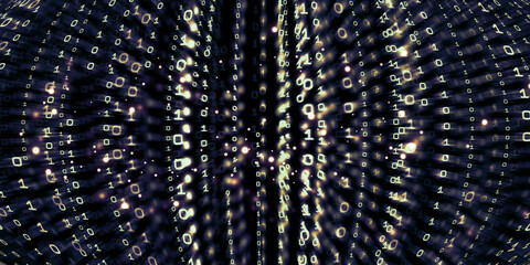 Binary code background motion binary data Hacking computer data Technology of digital binary data screen 3D illustration