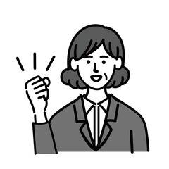 女性　ミドルエイジ 　ベクター　ポップ　ガッツポーズ
