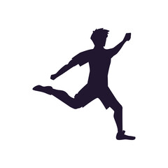 Fototapeta na wymiar soccer player in black silhouette