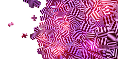 Geometric background pink sparkling light sweet color background 3d illustration