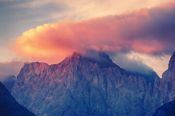 Triglav mountain peak at sunrise