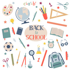 Back to school. School supplies vector set. - 440273669