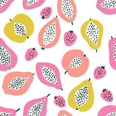 Seamless pattern with summer fruits