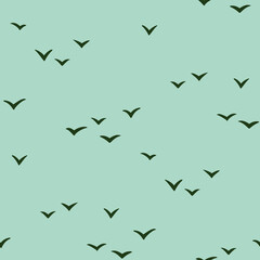 Seamless pattern with birds in the sky