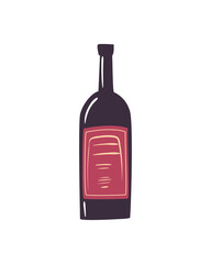 black wine bottle with red label